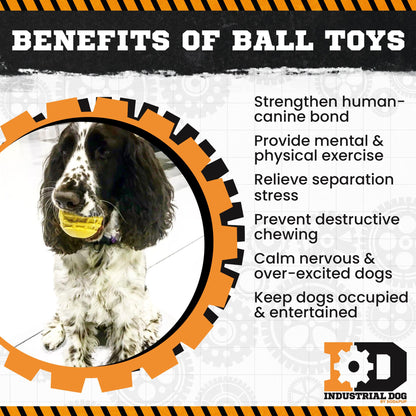 SodaPup Industrial Dog Ball Rubber Chew Toy Heavy Chewers | Yellow USA Made