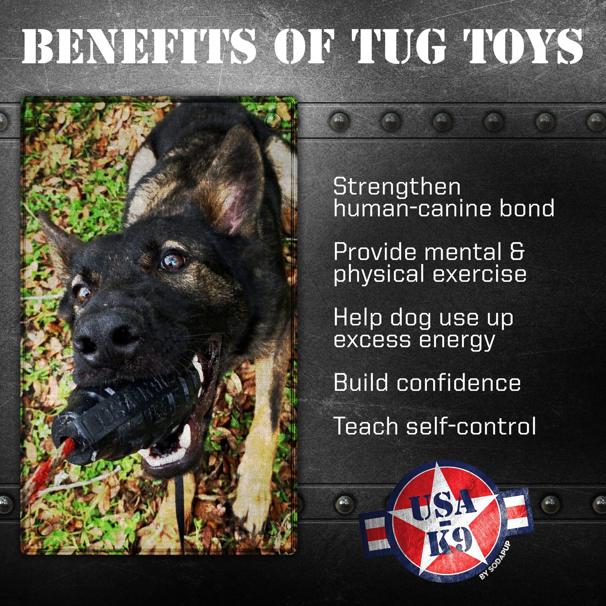 SodaPup USA-K9 Magnum Grenade Black Rubber Chew Toy Extreme Chewers | USA Made