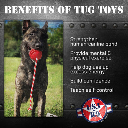 SodaPup USA-K9 Stars Stripes Rubber Dog Toy | K9 Handler Reward Red USA Made