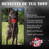 USA-K9 Stars and Stripes Ultra-Durable Durable Rubber Chew Toy, Reward Toy, Tug Toy, and Retrieving Toy - Red