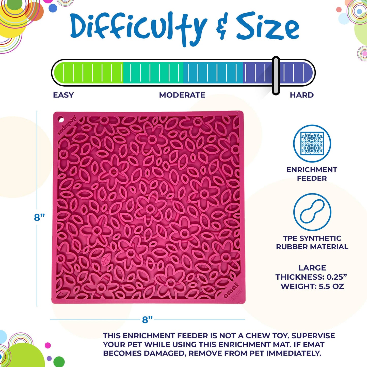 SodaPup Flower Power emat Enrichment Lick Mat Dogs Cats | Design USA Made