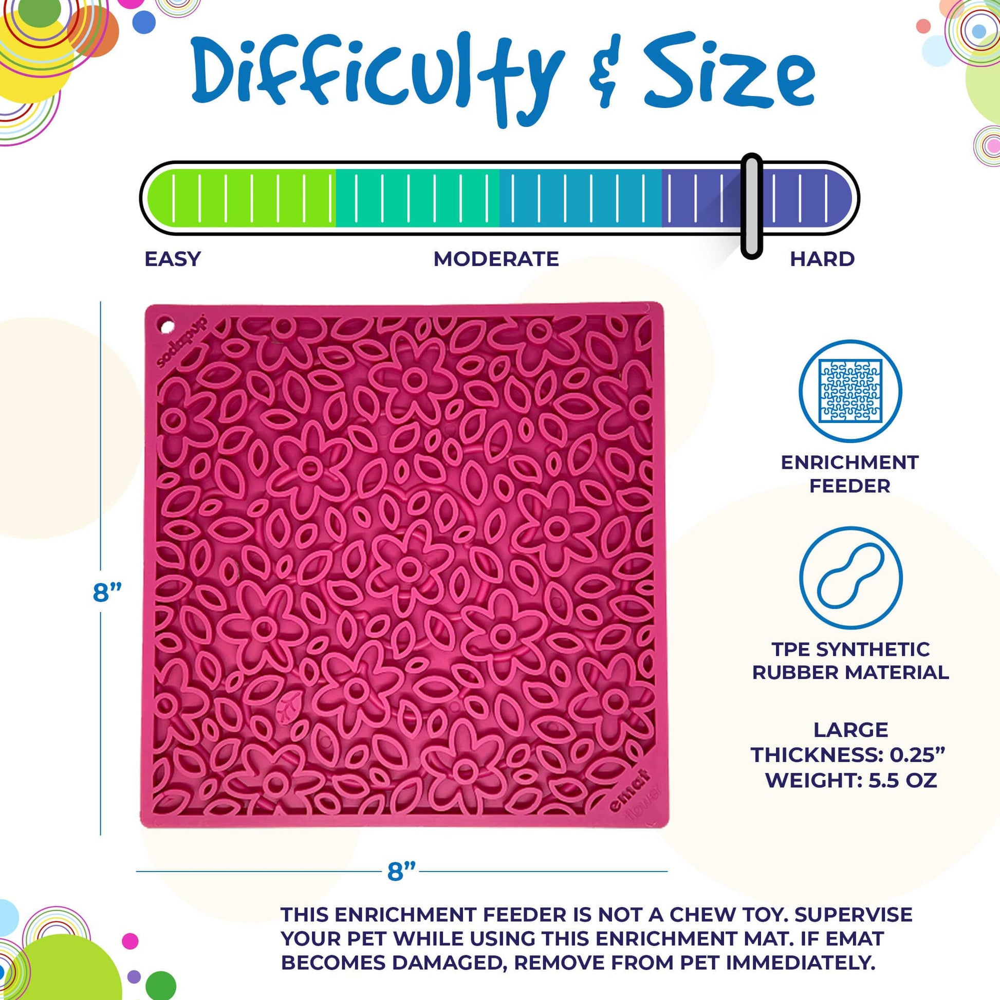 SodaPup Flower Power emat Enrichment Lick Mat Dogs Cats | Design USA Made