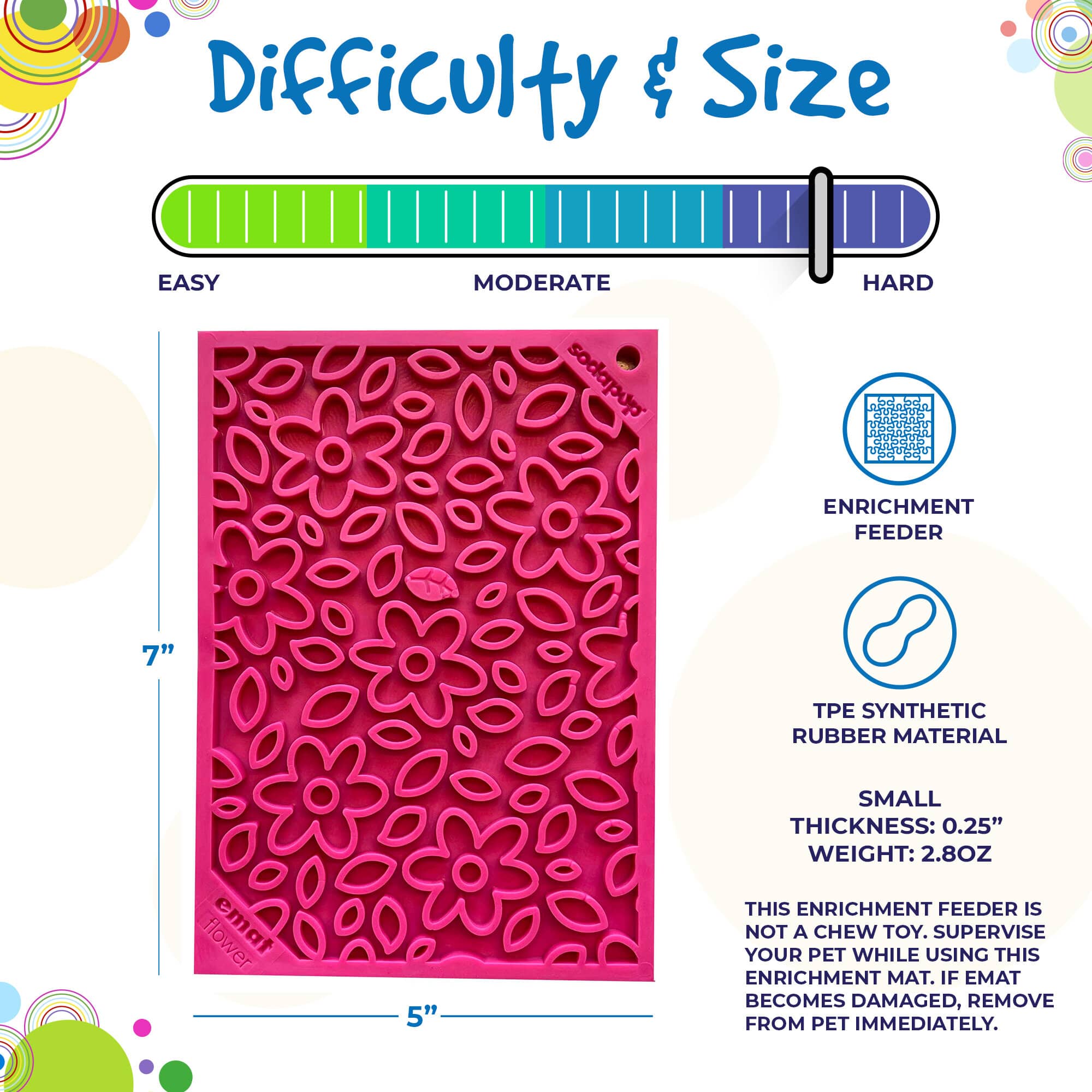 Flower Power Dog Lick Mat | Retro eMat Enrichment Toy | SodaPup