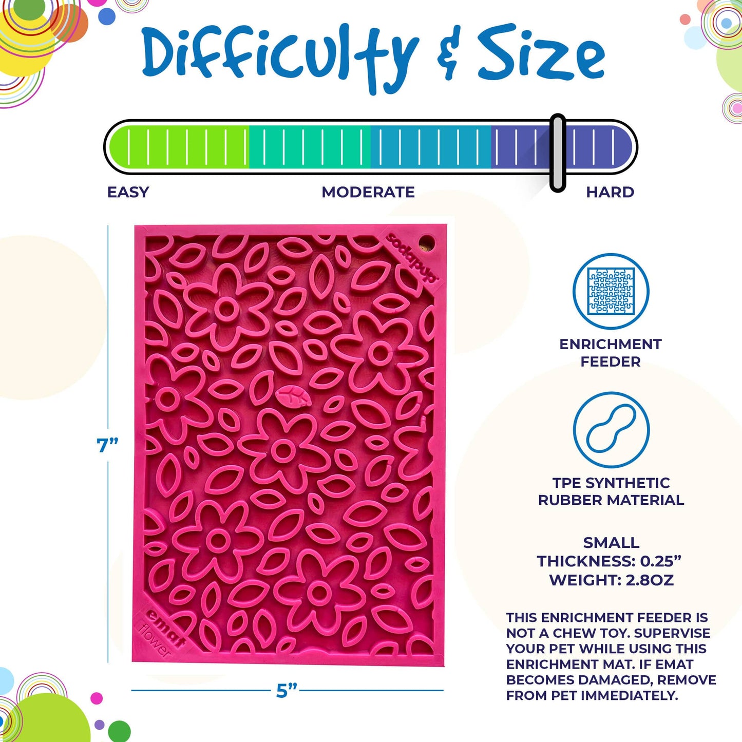 SodaPup Flower Power emat Enrichment Lick Mat Dogs Cats | Design USA Made