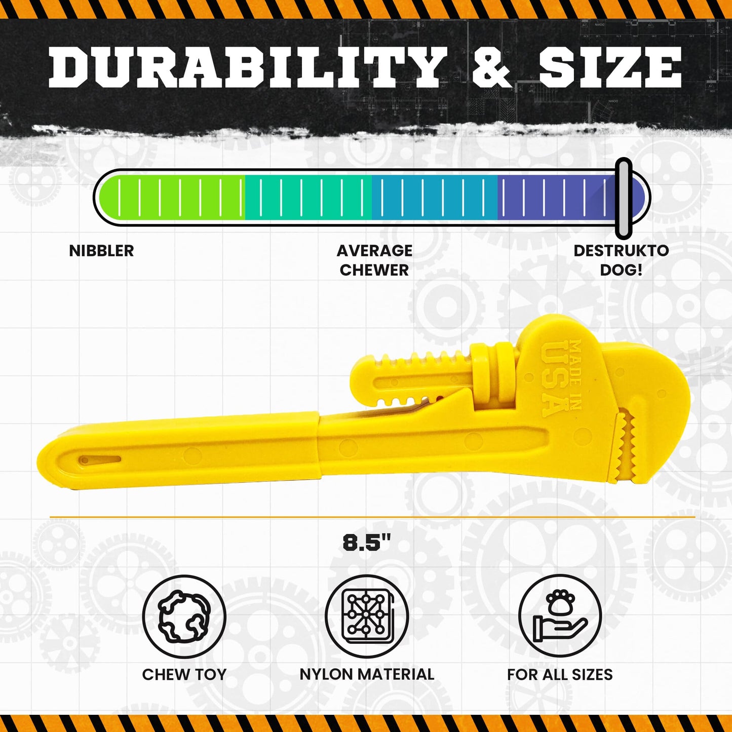 SodaPup Pipe Wrench Nylon Dog Toy Aggressive Chewers | USA Made