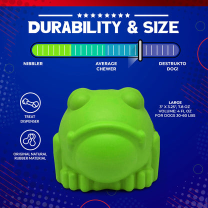 SodaPup Bull Frog Dog Chew Toy & Treat Dispenser USA Made |