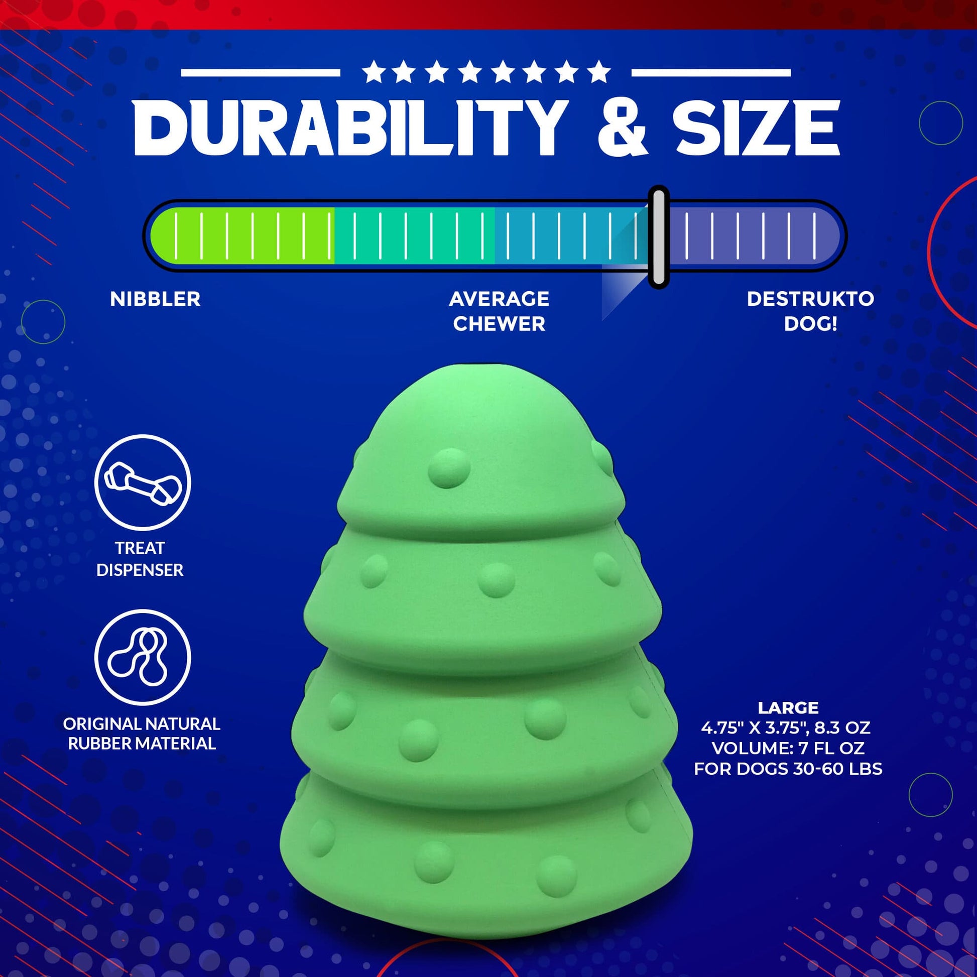 SodaPup Christmas Tree Dog Toy Durable Rubber Chew Large Dogs | USA Made
