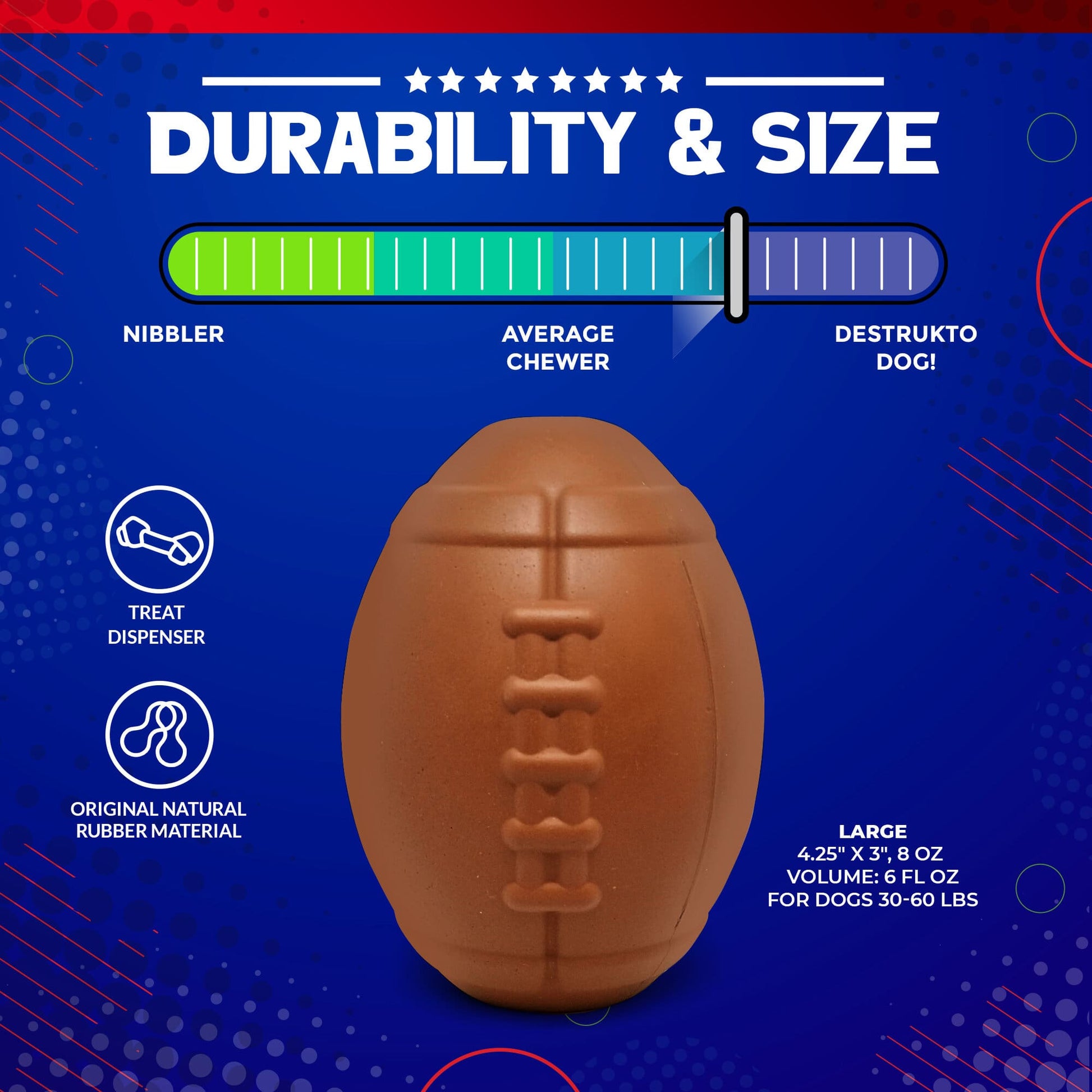 SodaPup Football Dog Chew Toy & Treat Dispenser USA Made |