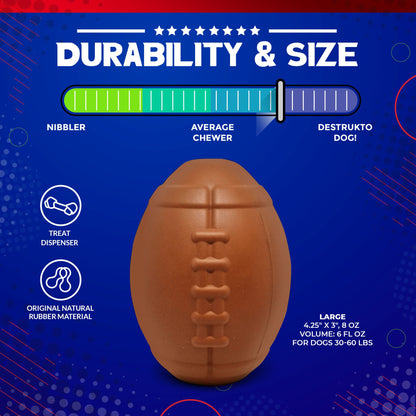 SodaPup Football Dog Chew Toy & Treat Dispenser USA Made |