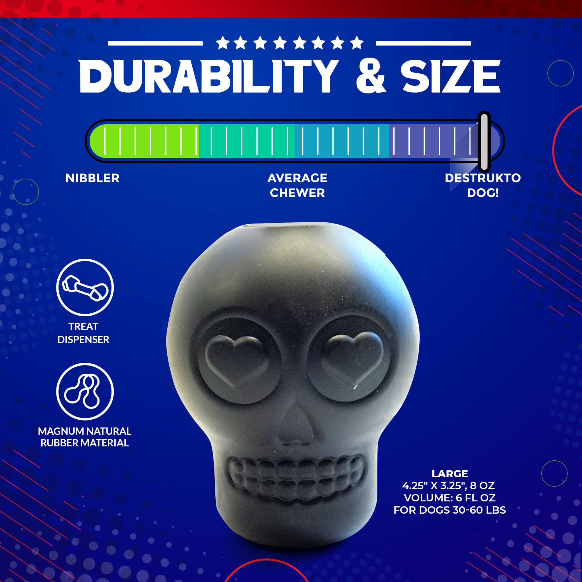 SKULL Durable Rubber Dog Toy - Made in the USA – SodaPup/True Dogs