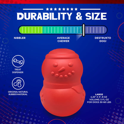 SodaPup Snowman Dog Toy Durable Winter Chew Large Dogs | USA Made