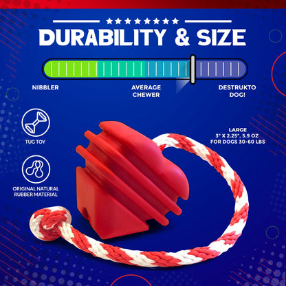 SodaPup Heart String Dog Toy Durable Rubber Tug Large Dogs | USA Made