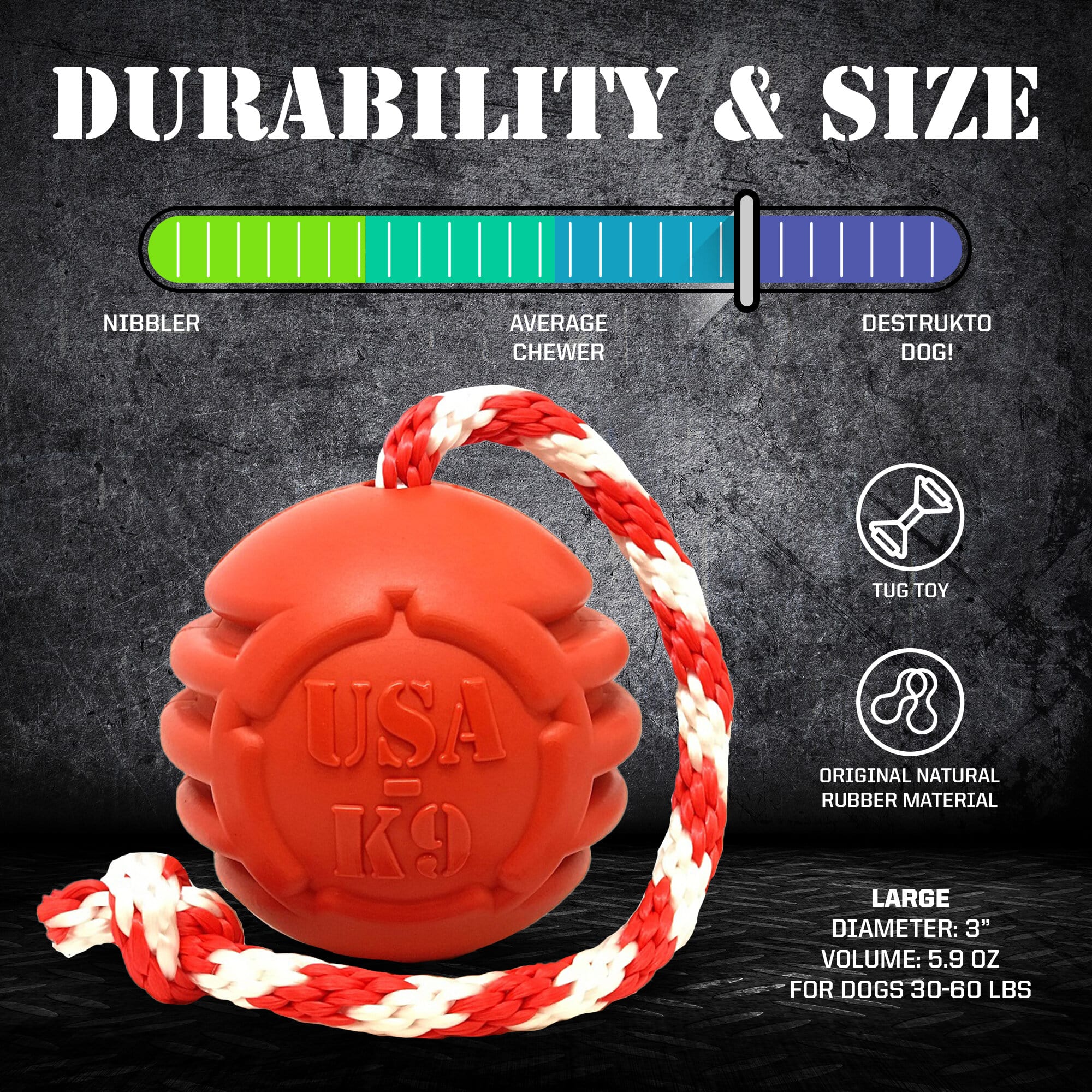 Viper Synthetic K9 Tug Toy For Dogs – Dual Rubber Handles, 12-Inch Tough Play For Puppies & Adult Dogs - View #8