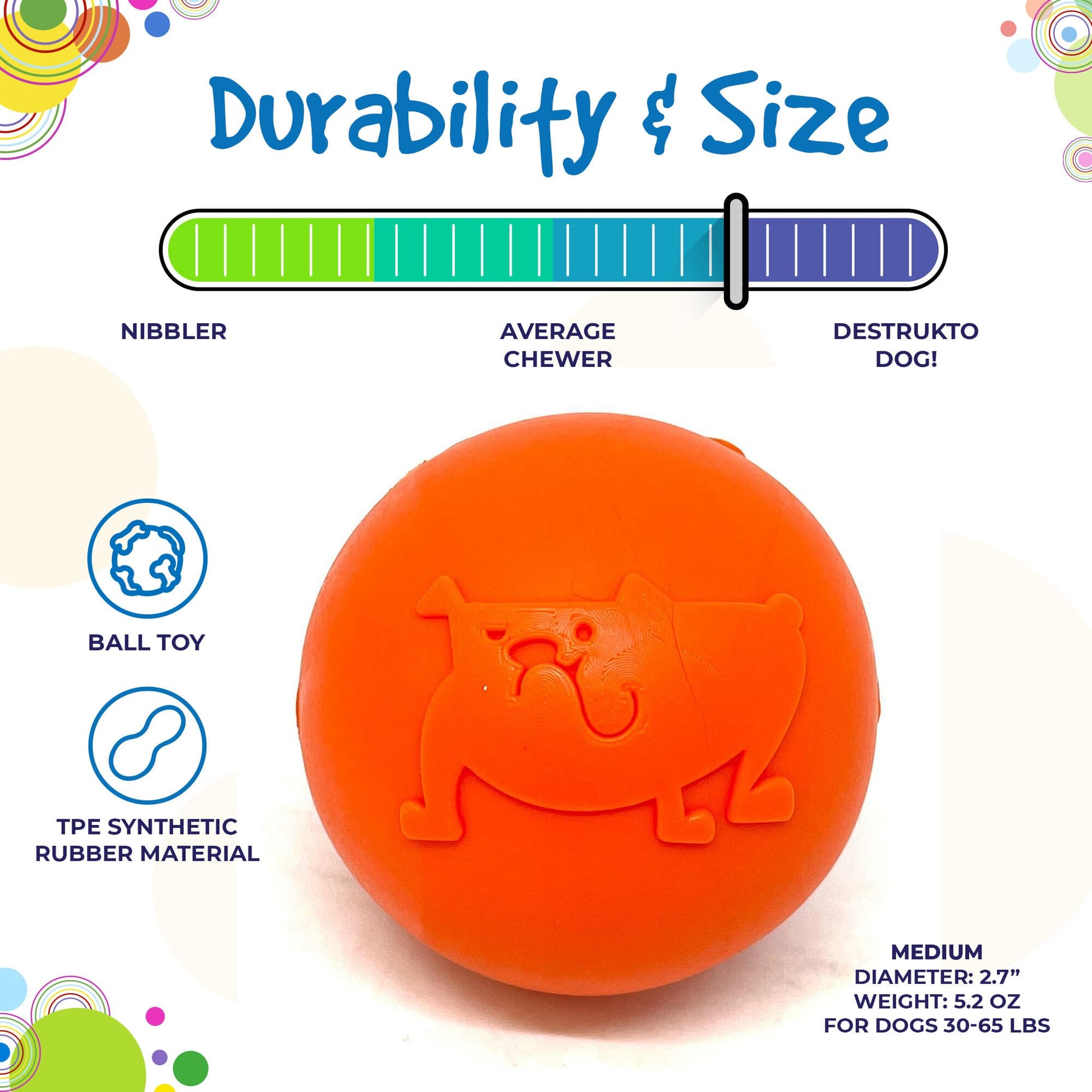 SodaPup Smile Ball Rubber Dog Chew Toy Heavy Chewers | Floating Fetch USA Made