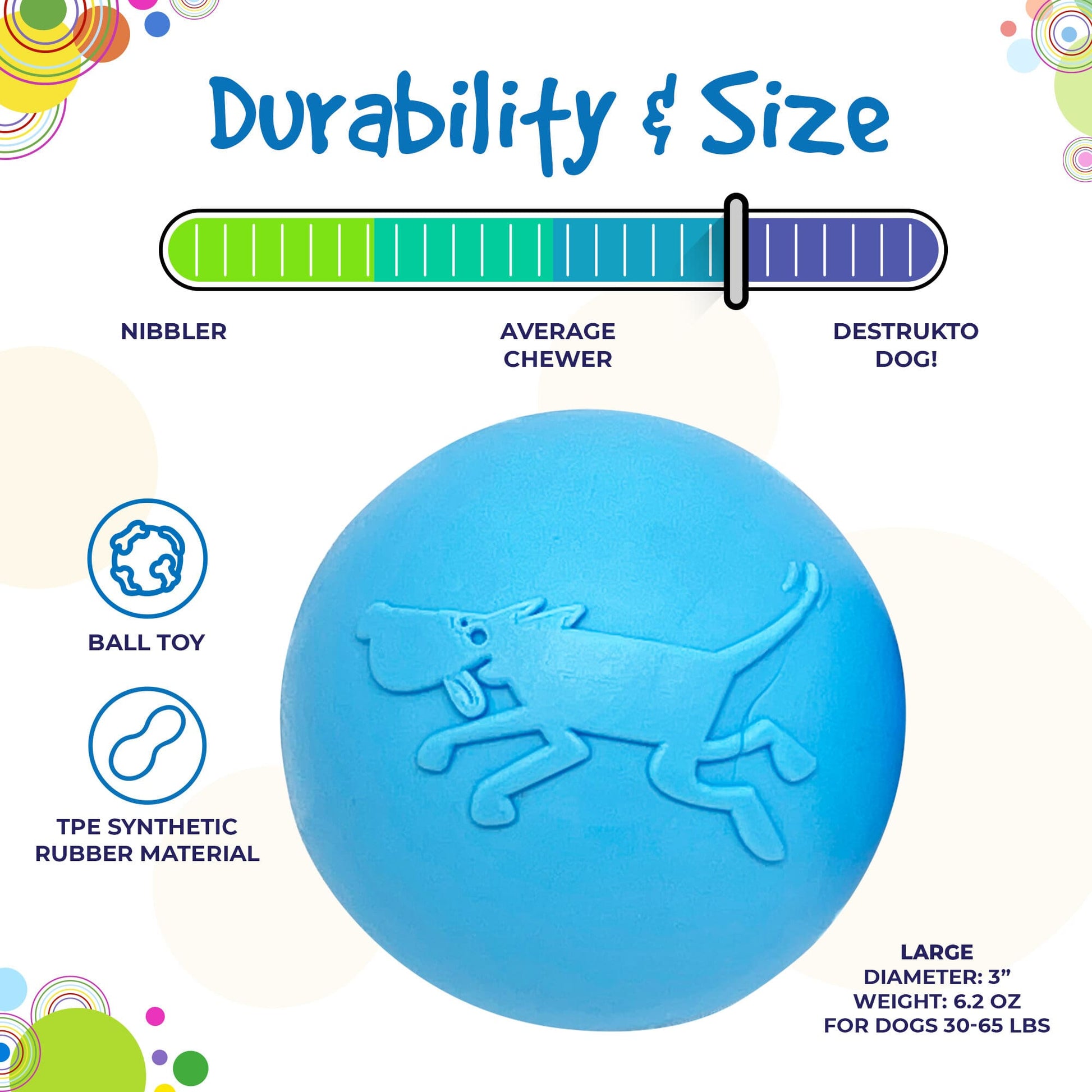 SodaPup Wag Ball Rubber Dog Chew Toy Heavy Chewers | Floating Fetch USA Made