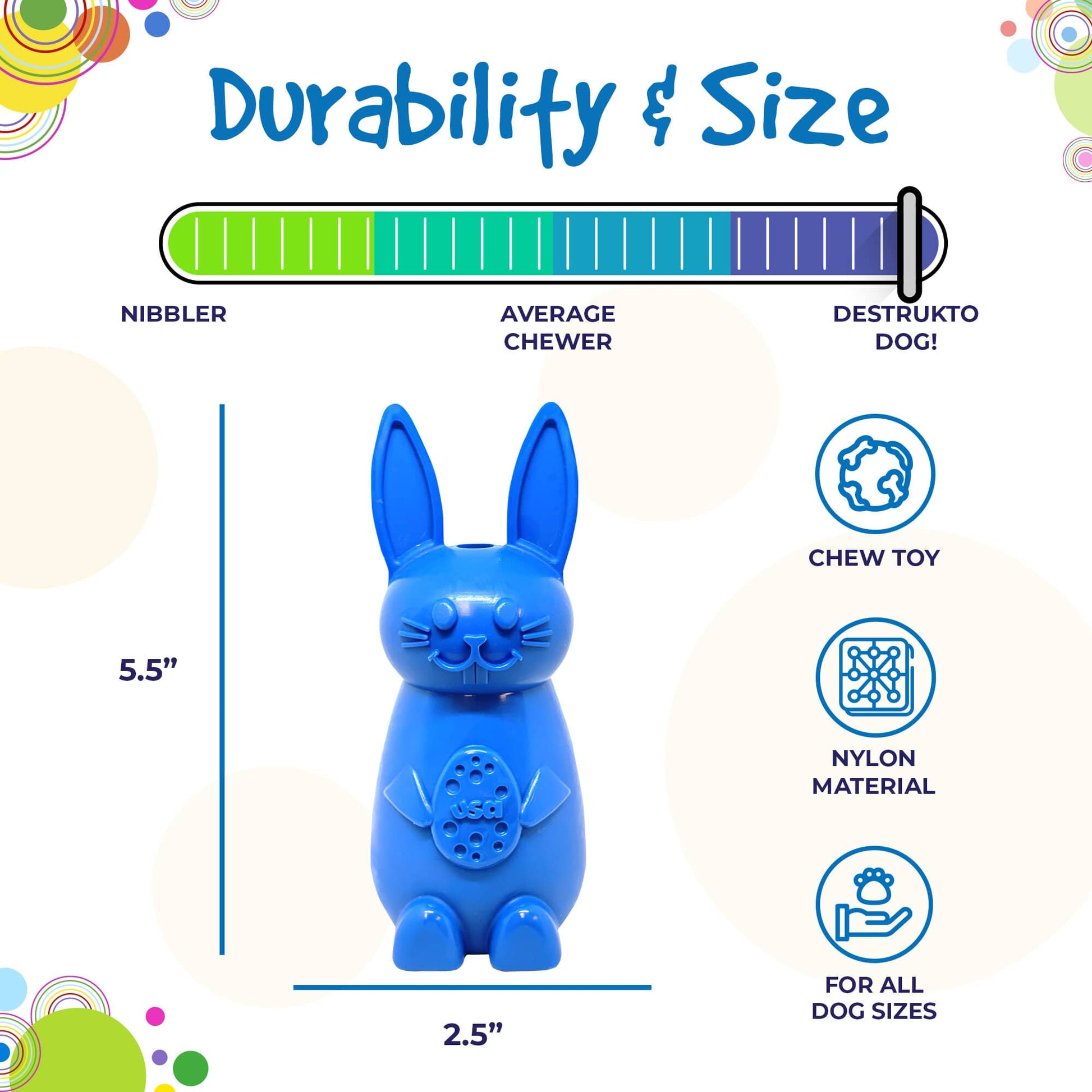 SodaPup Bunny Nylon Chew Toy Aggressive Chewers | Durable & USA Made