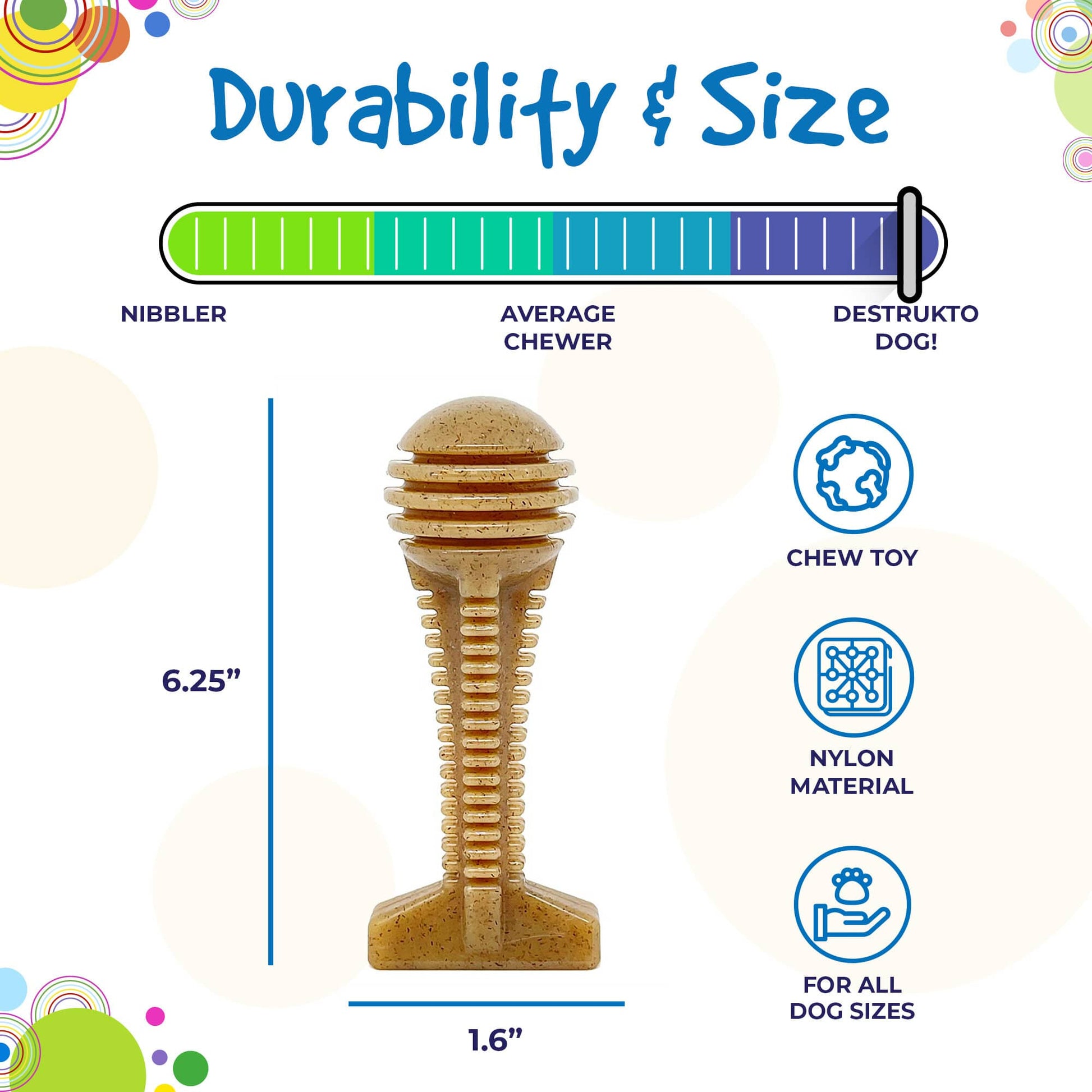 SodaPup Honey Bone Dental Tower Nylon Chew Toy Aggressive Chewers | USA Made