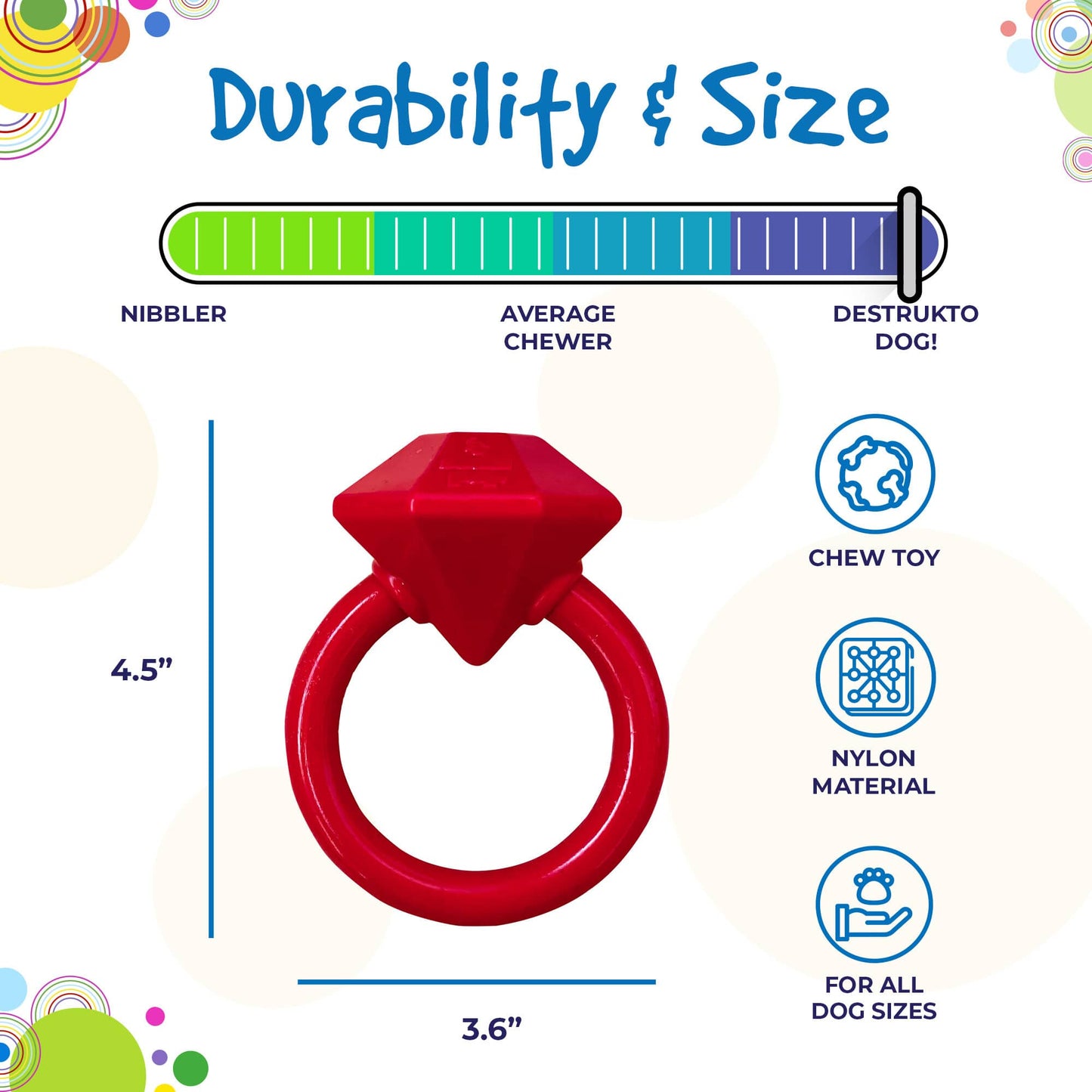 SodaPup Diamond Ring Nylon Teething Puppies | Durable & USA Made
