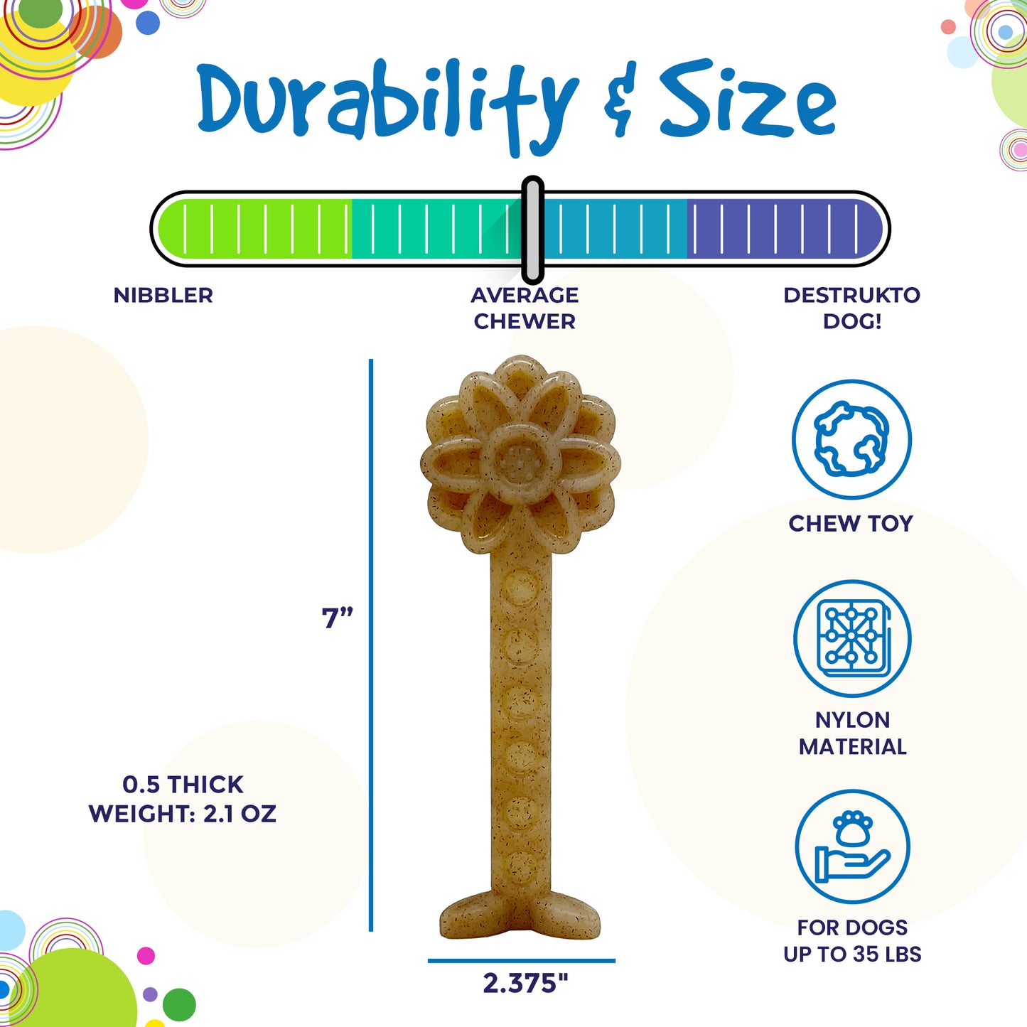 SodaPup Flower Tower Nylon Chew Toy Aggressive Chewers USA Made Enrichment
