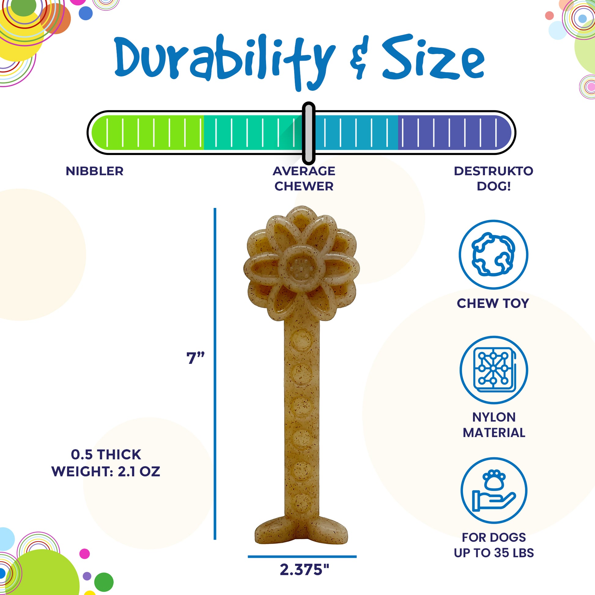 SodaPup Flower Tower Nylon Chew Toy Aggressive Chewers USA Made Enrichment