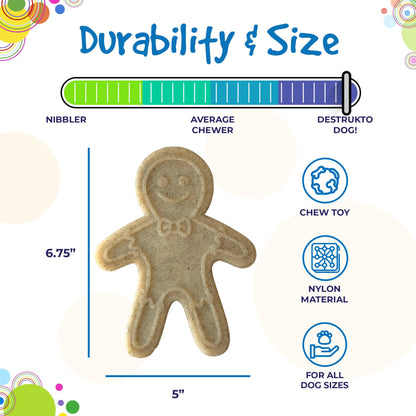 SodaPup Gingerbread Man Nylon Dog Chew Toy Aggressive Chewers | USA Made