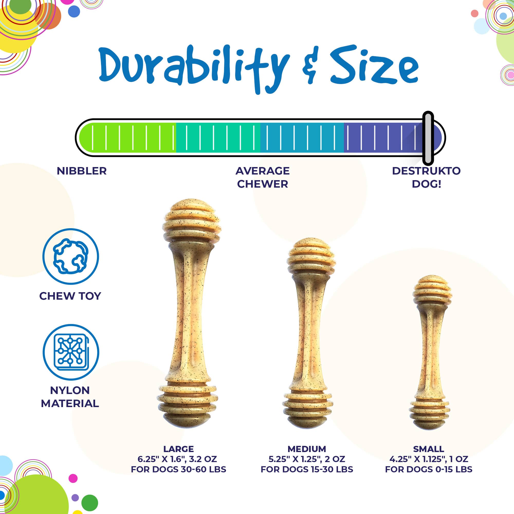 Honey Bone Nylon Dog Toy for Aggressive Chewers | USA Made