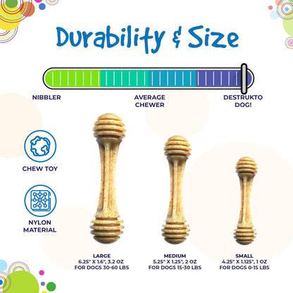 SodaPup Honey Bone Nylon Dog Toy Aggressive Chewers | Indestructible USA Made