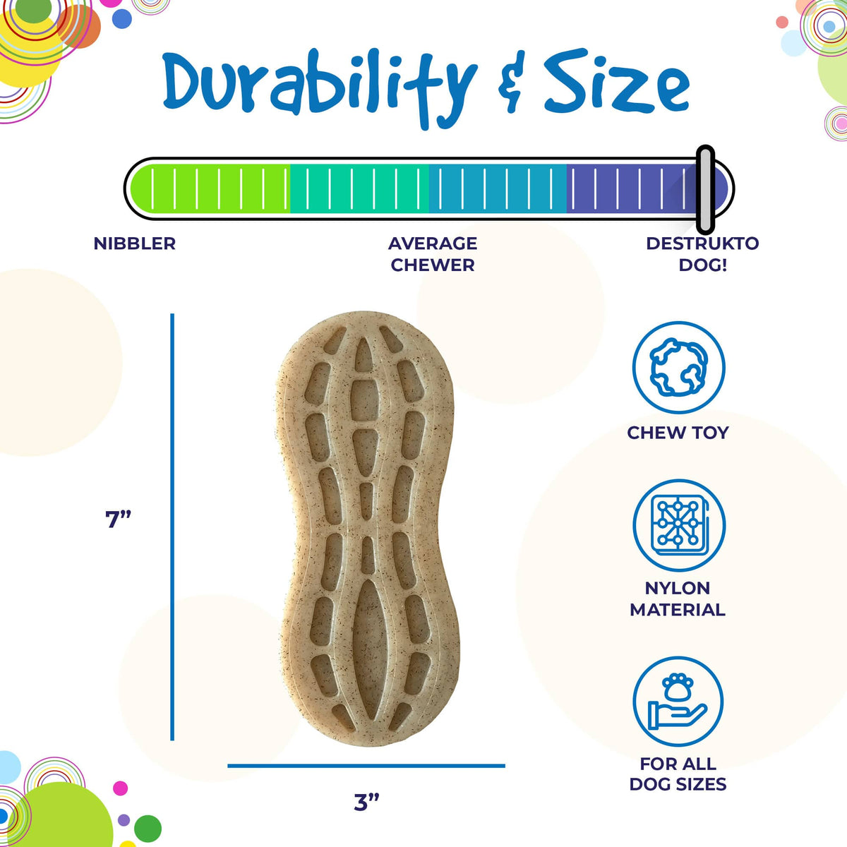 Peanut Nylon Chew Toy for Aggressive Chewers | USA-Made | SodaPup