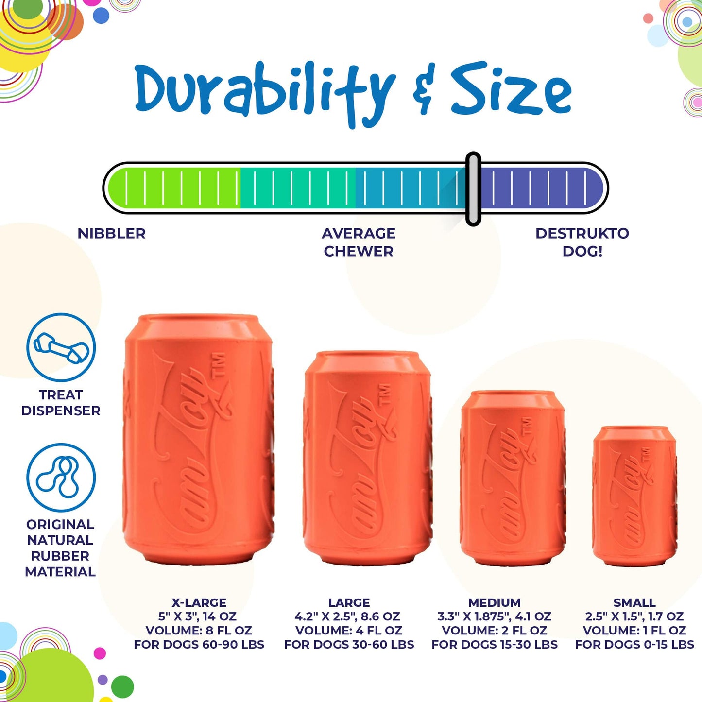 SodaPup Can Toy Rubber Dog Chew Average Chewers | Treat Dispenser USA Made