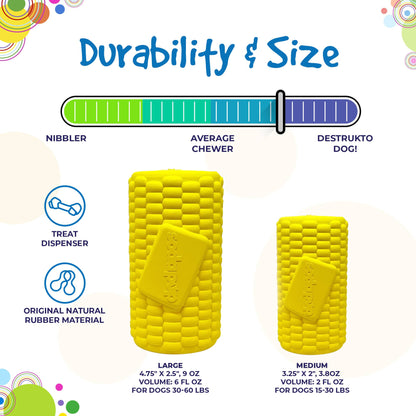 SodaPup Corn Cob Dog Toy Durable Rubber Treat Dispenser | USA Made
