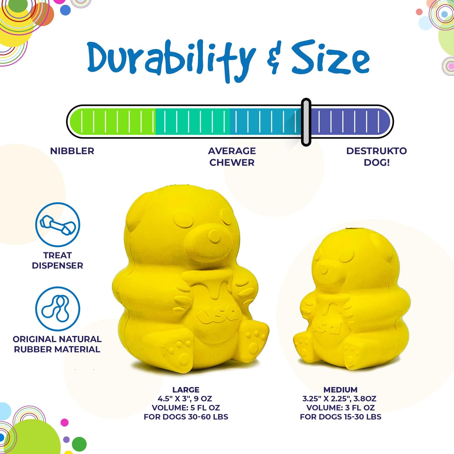SodaPup Honey Bear eDispenser Durable Rubber Treat Dispenser Dogs | USA Made