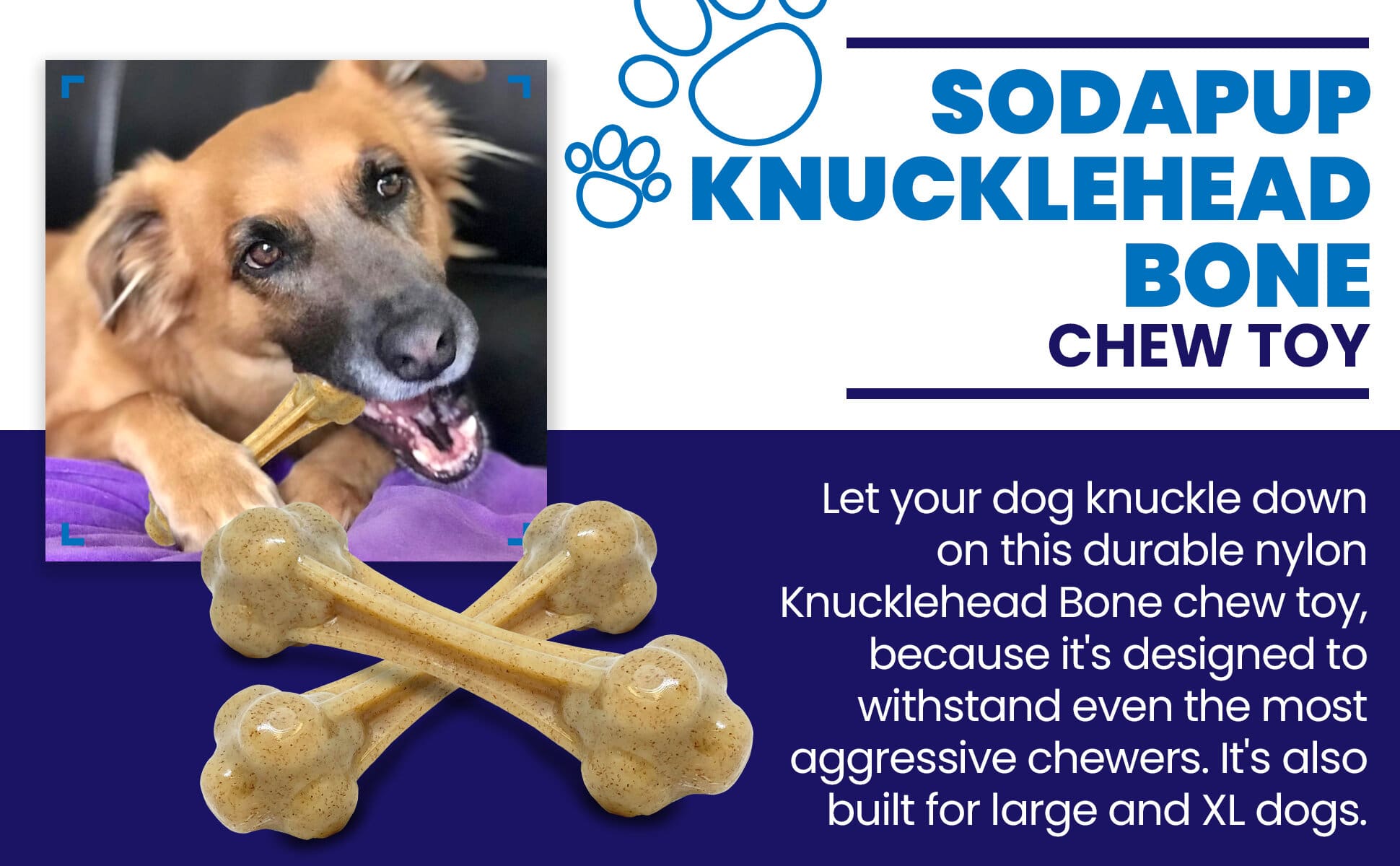 SodaPup Knuckle Bone Nylon Dog Chew Toy Aggressive Chewers | Made USA