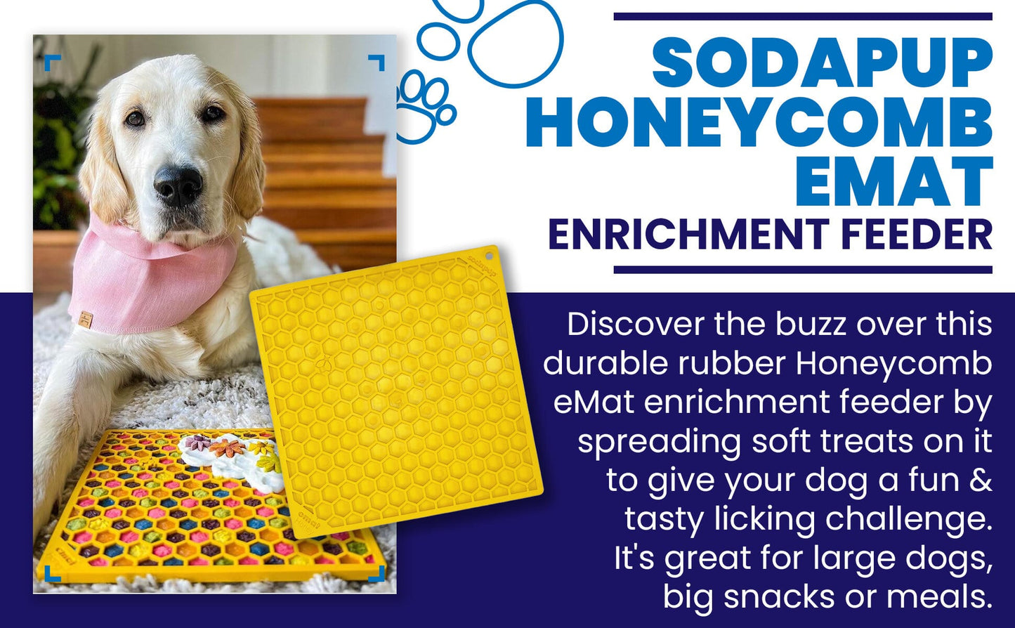 SodaPup Honeycomb eMat Enrichment Lick Mat Dogs Cats | Toy Anxiety Relief