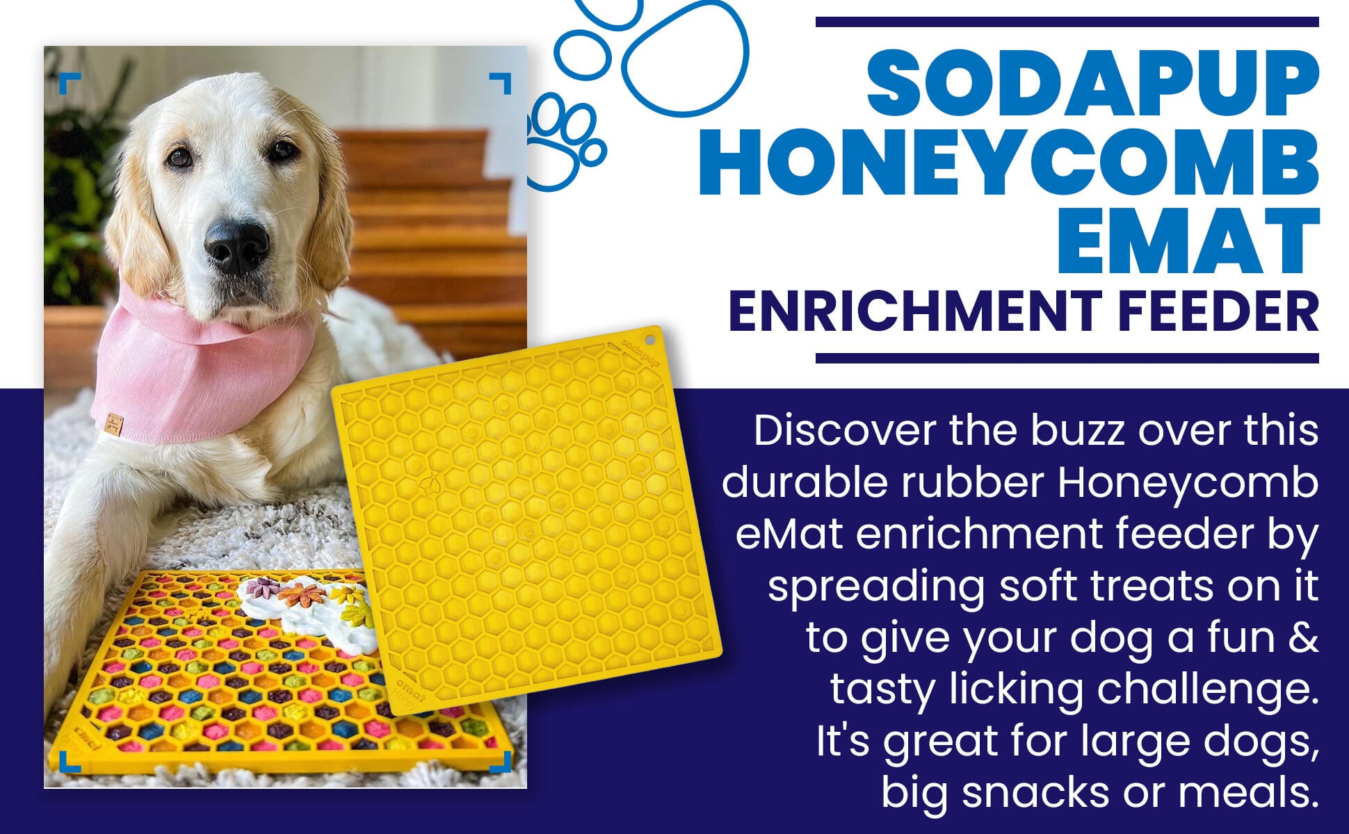 SodaPup Honeycomb eMat Enrichment Lick Mat Dogs Cats | Toy Anxiety Relief