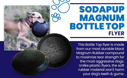 SodaPup Magnum Bottle Top Flyer Rubber Frisbee Heavy Chewers | Large USA Made