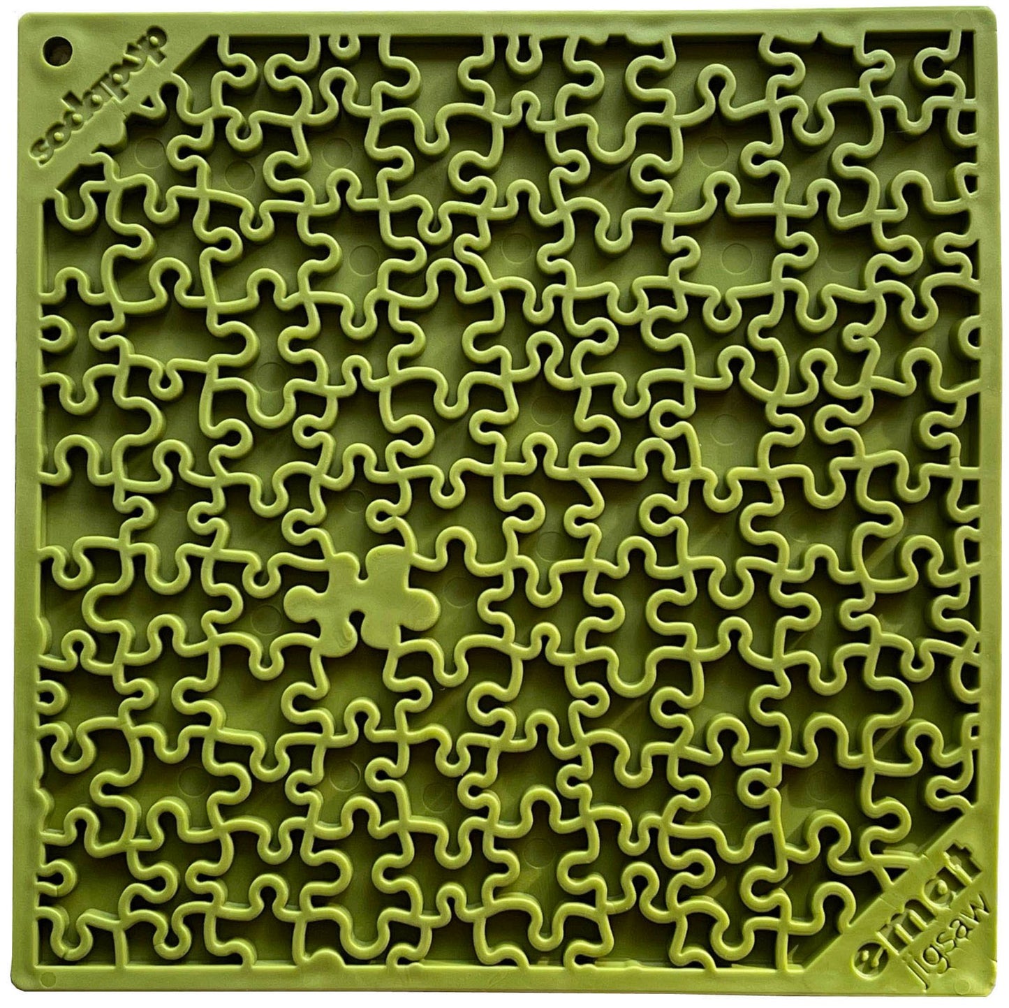 SodaPup Jigsaw Puzzle eMat Enrichment Lick Mat Dogs Cats | Toy Anxiety Relief USA Made E-mat Green