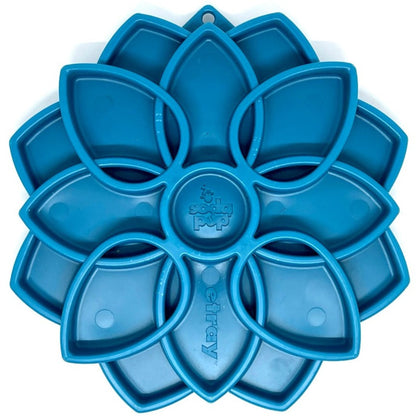 SodaPup Mandala eTray Shallow Slow Feeder Dog Bowl Enrichment | USA Made Blue