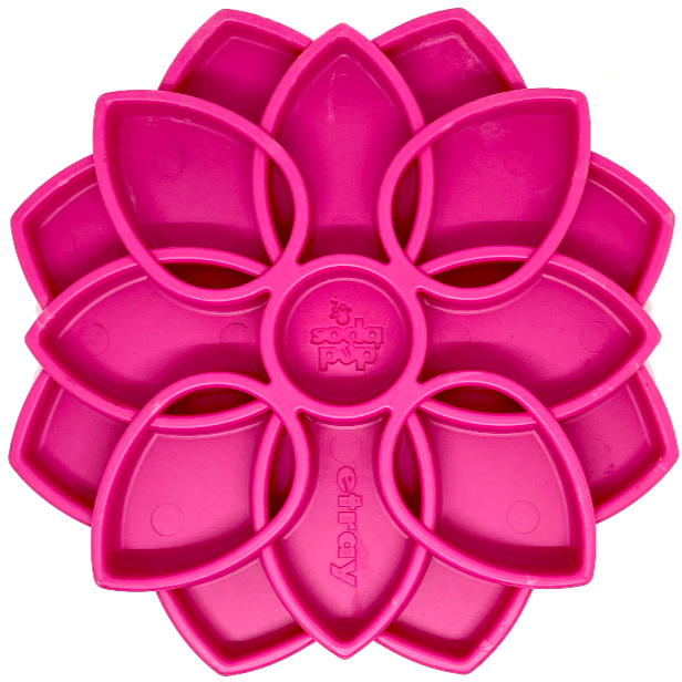 SodaPup Mandala eTray Shallow Slow Feeder Dog Bowl Enrichment | USA Made Pink