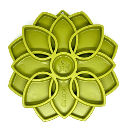 SodaPup Mandala eTray Shallow Slow Feeder Dog Bowl Enrichment | USA Made Green