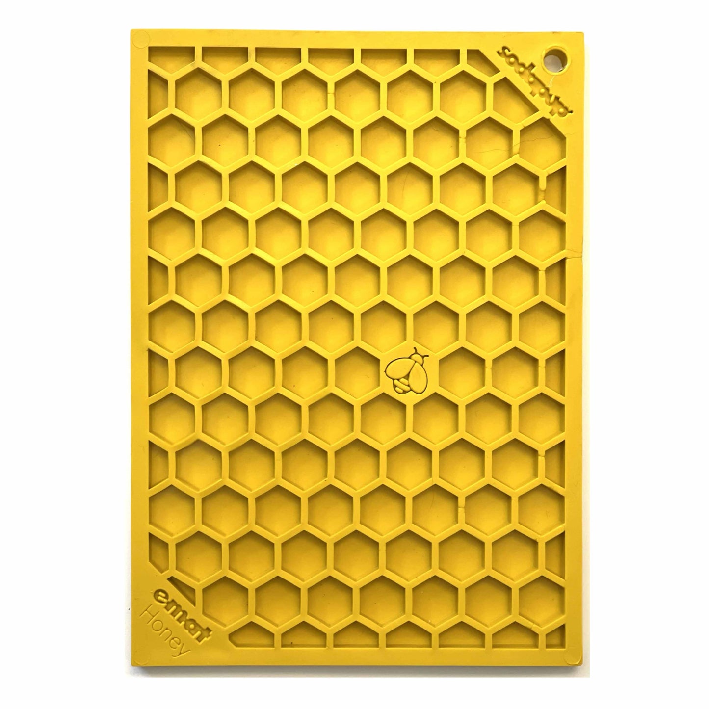 SodaPup Honeycomb eMat Enrichment Lick Mat Dogs Cats | Toy Anxiety Relief E-Mat small yellow