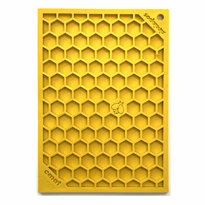 SodaPup Honeycomb eMat Enrichment Lick Mat Dogs Cats | Toy Anxiety Relief E-Mat small yellow