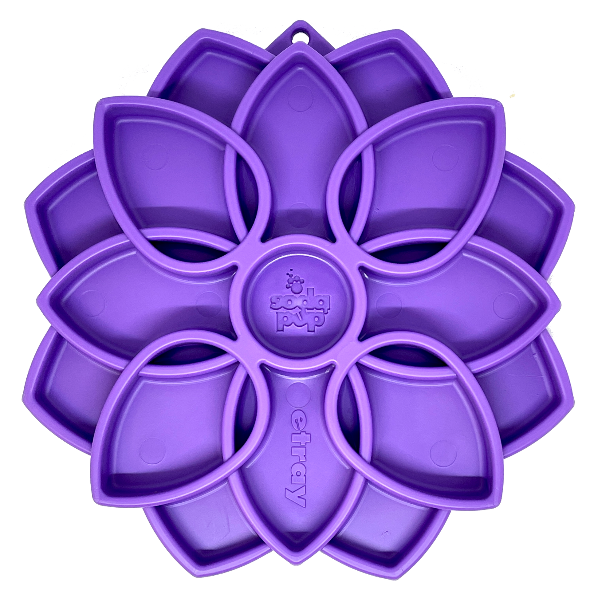 SodaPup Mandala eTray Shallow Slow Feeder Dog Bowl Enrichment | USA Made Purple
