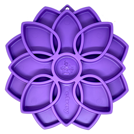 SodaPup Mandala eTray Shallow Slow Feeder Dog Bowl Enrichment | USA Made Purple