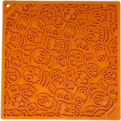 SodaPup Zombie eMat Enrichment Lick Mat Dogs Cats | Halloween Skull Design E-Mat Orange