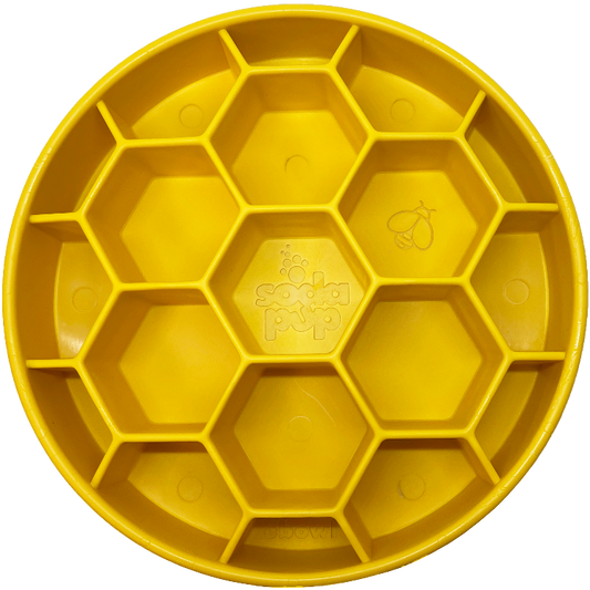 SodaPup Honeycomb eBowl Deep Slow Feeder Dog Bowl Enrichment | USA Made yellow