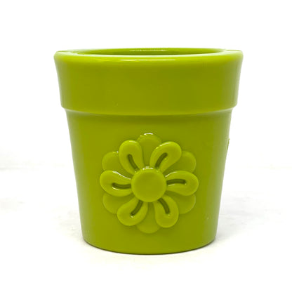 SodaPup Large Flower Pot eCup Dog Treat Dispenser | Durable USA-Made Enrichment Toy Green