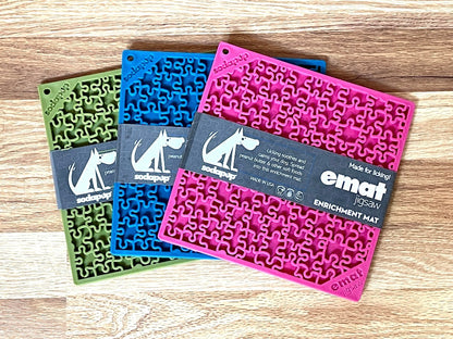 SodaPup Blue & Pink Jigsaw Dog Lick Mat Bundle | 2-Pack Large Puzzle eMat