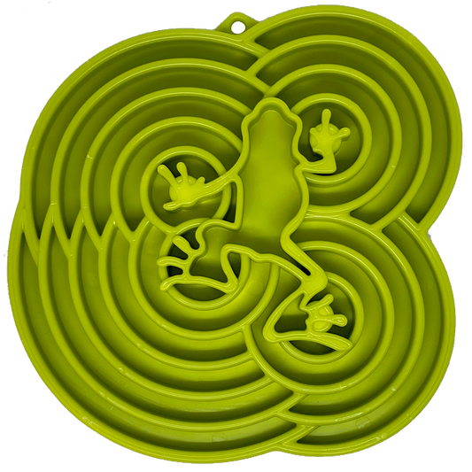 SodaPup Water Frog eTray Shallow Slow Feeder Dog Bowl Enrichment | USA Made Green