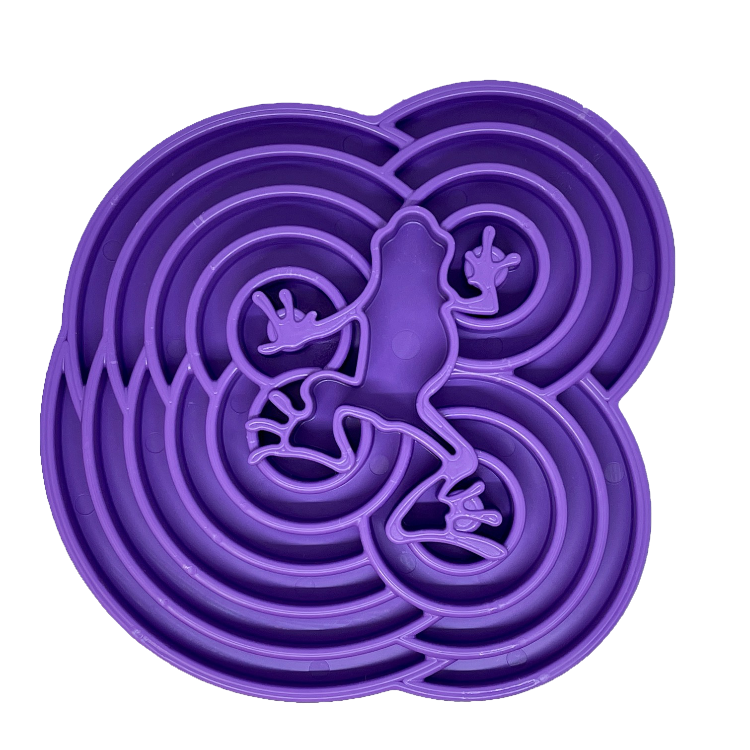 SodaPup Water Frog eTray Shallow Slow Feeder Dog Bowl Enrichment | USA Made Purple