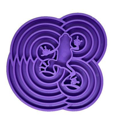 SodaPup Water Frog eTray Shallow Slow Feeder Dog Bowl Enrichment | USA Made Purple